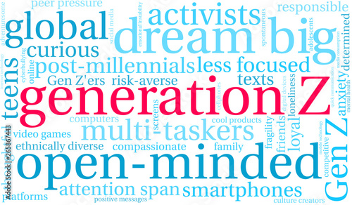 Generation Z Word Cloud on a white background. 