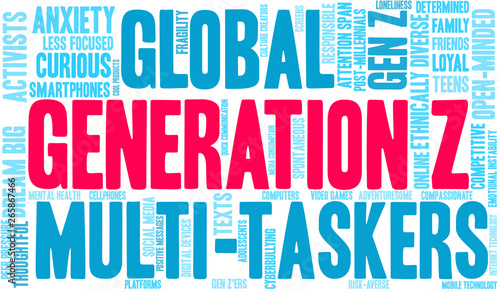 Generation Z Word Cloud on a white background. 