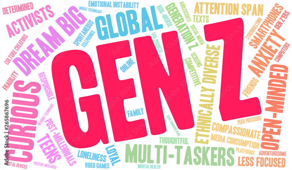 Gen Z Word Cloud on a white background. Stock Vector | Adobe Stock