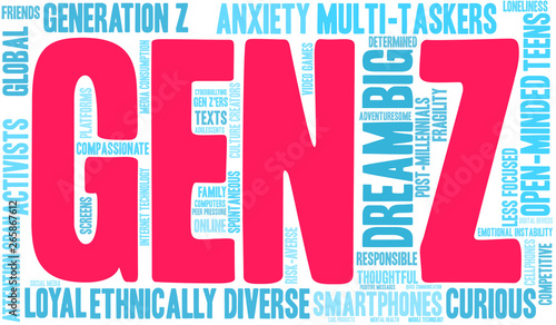 Gen Z Word Cloud on a white background. 
