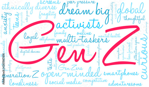 Gen Z Word Cloud on a white background. 
