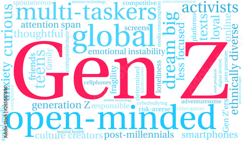 Gen Z Word Cloud on a white background. 