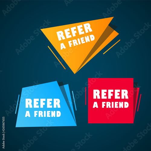 Set of doodle speech bubbles with Refer a Friend message