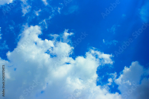White Clouds Over Blue Sky Background.  Nature  Landscape Concept. Beautiful Nature Background.