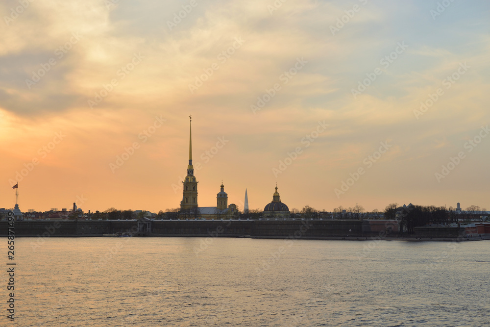 Peter and Paul Fortress at sunset.