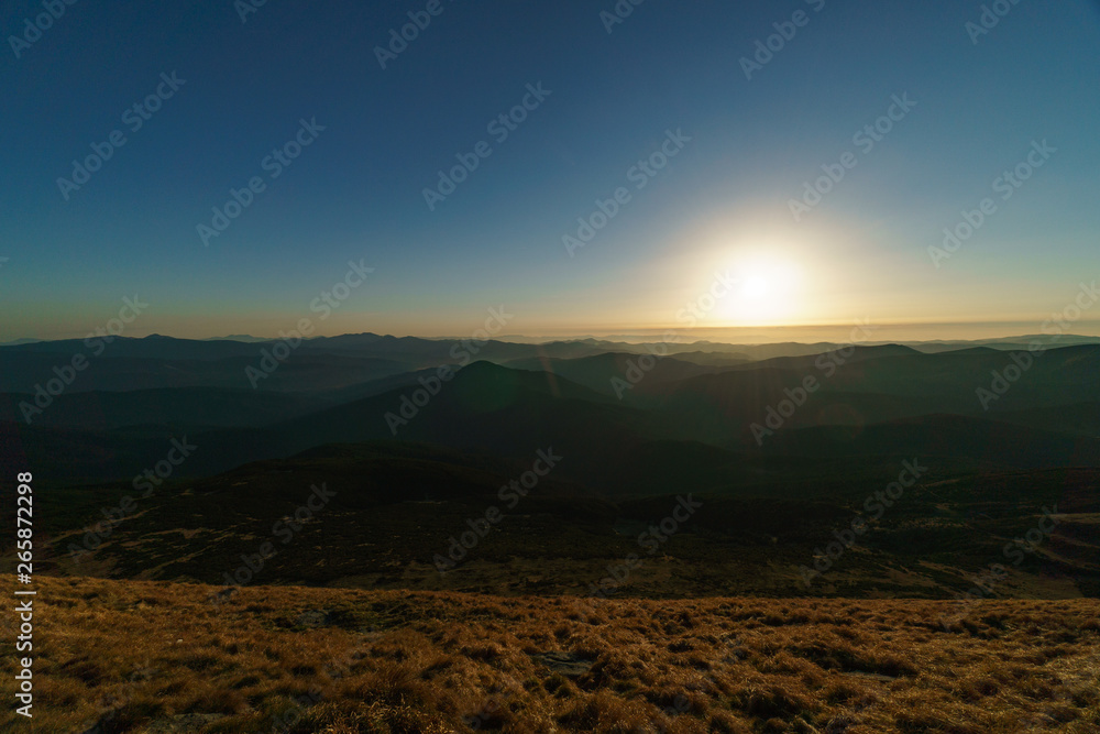 Mountains sunset - landscape of the Ukrainian Carpathian Mountains, Chornohora