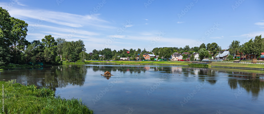 Landscape with a lake in the countryside