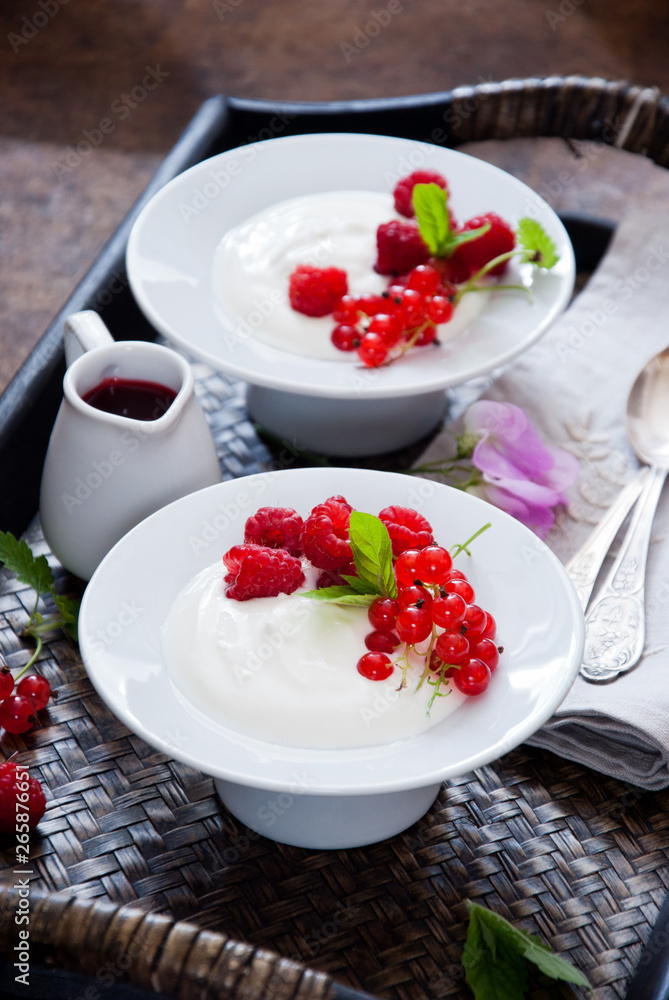 Greek Yoghurt with fresh berries for breakfast Greek Yoghurt with fresh berries for breakfast