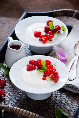Greek Yoghurt with fresh berries for breakfast