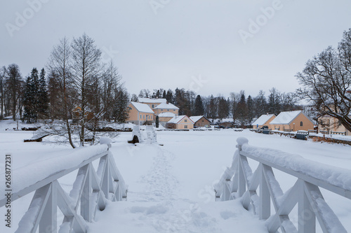 Wallpaper Mural An old manor house Vihula in Estonia, Lahemaa park. Beautiful winter views with bridges and frozen ponds. Torontodigital.ca
