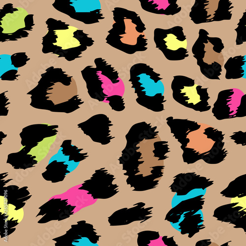 Leopard pattern design - funny  drawing seamless pattern. Lettering poster or t-shirt textile graphic design. / wallpaper, wrapping paper.