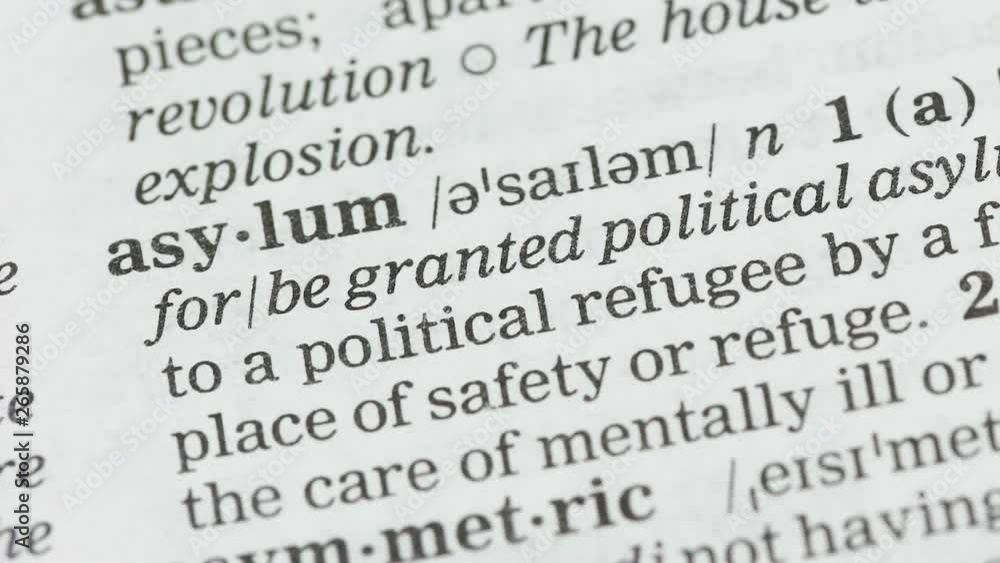 Asylum, pencil pointing word on vocabulary in english, safe place for staying Asylum, pencil pointing word on vocabulary in english, safe place for staying