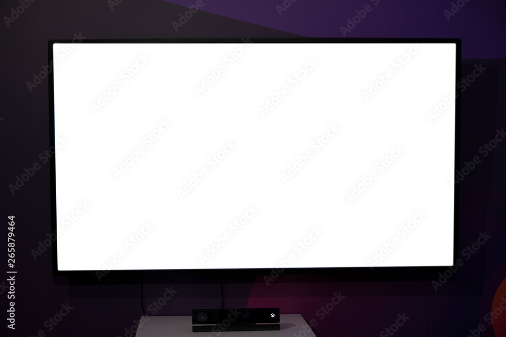 Plasma TV screen on a dark background