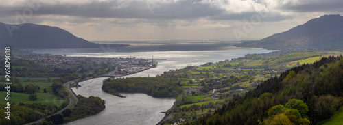 The Irish border, Flagstaff Viewpoint on Fatham Hill near Newry you have a wonderful view over Carlingford Lough, the Mourne Mountains and Cooley Mountains.