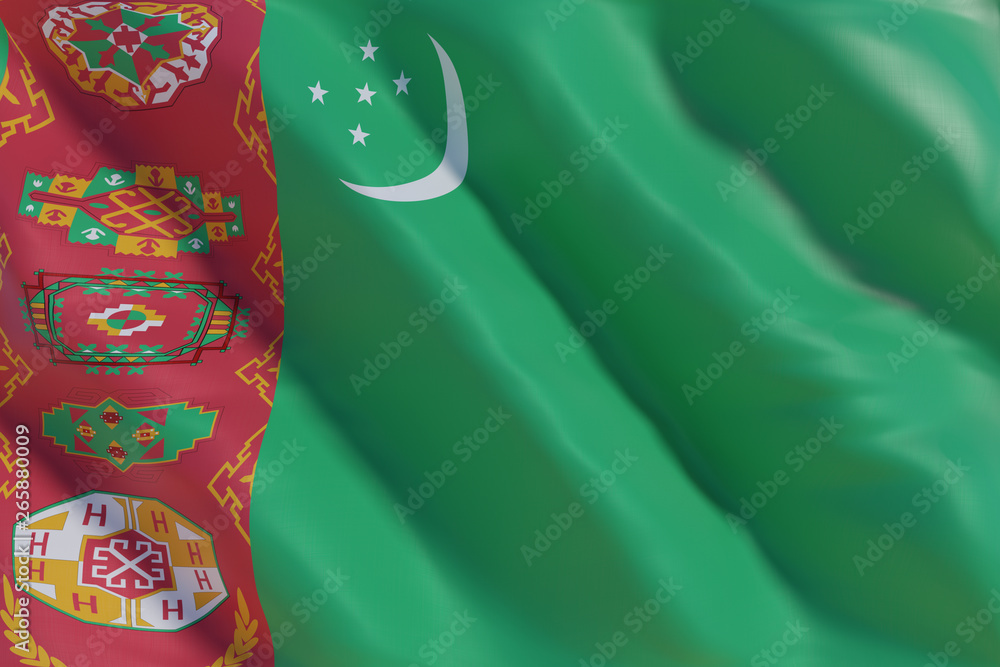 Turkmenistan flag inthe wind