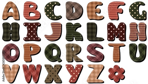 different texture scrapbook alphabet on white background	