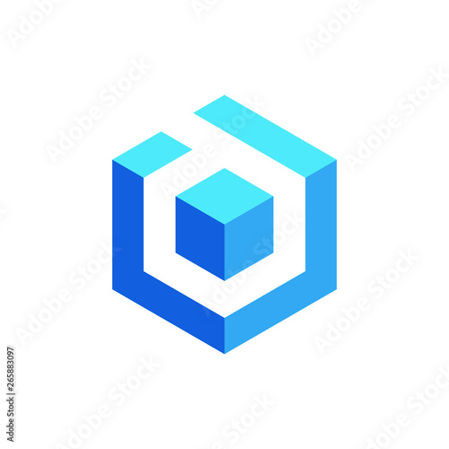 Hexagon Box Element Template Icon for technology finance business health company with modern high end look