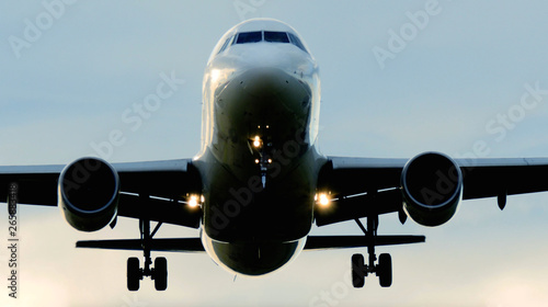 Commercial Airplane Jet Landing at Airport 