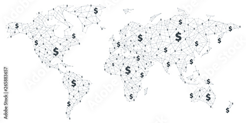 World Map - Global Money, Business and Connection