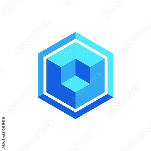 Hexagon Box Element Template Icon for technology finance business health company with modern high end look
