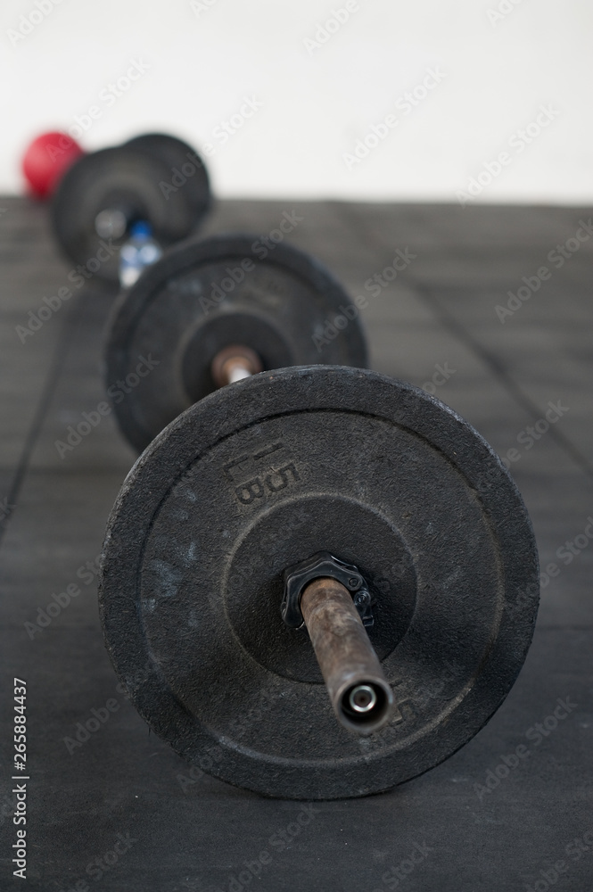 Fototapeta premium weights on gym floor