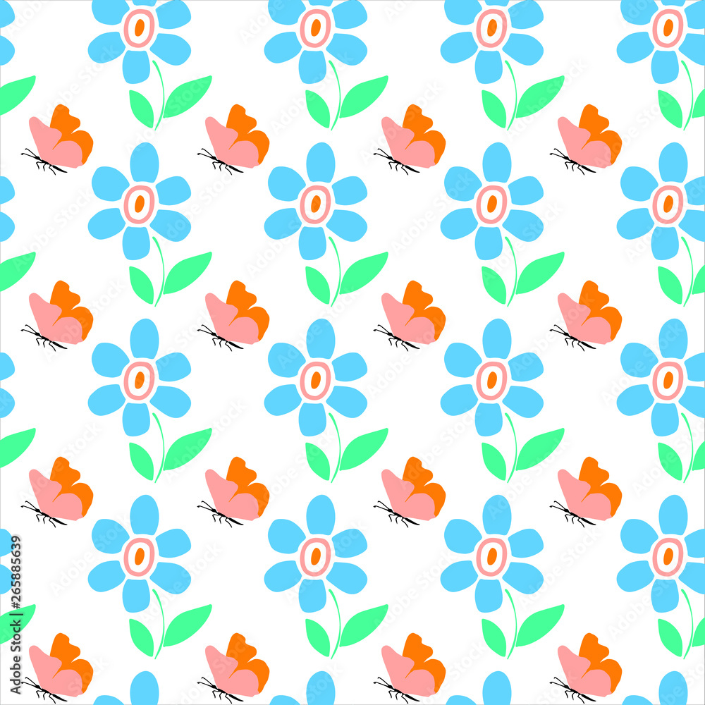 Colorful flowers composition. Seamless pattern. Endless texture. Design for textiles, wrapping, wallpaper, invitation, wedding or greeting cards. Vector illustration.