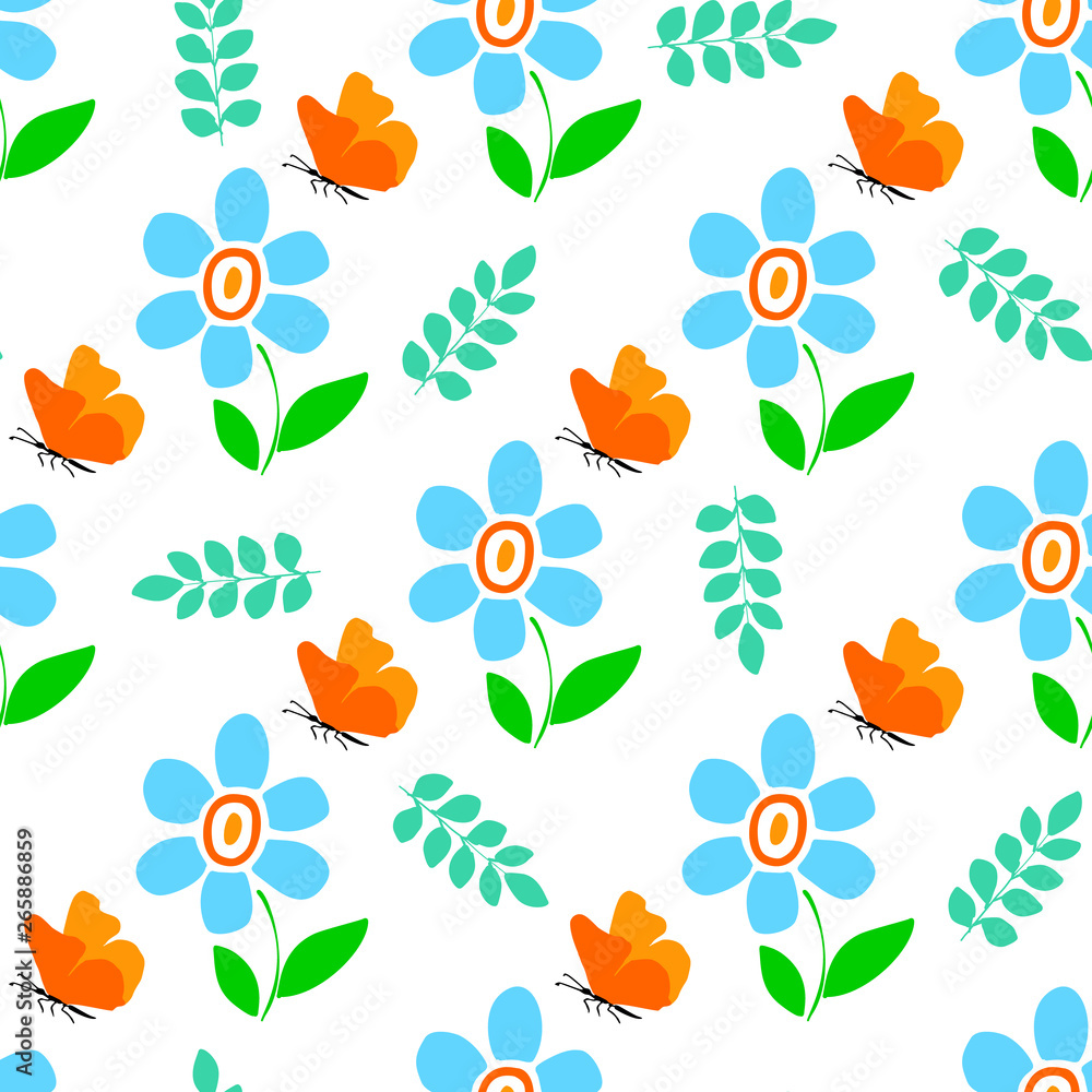 Colorful flowers composition. Seamless pattern. Endless texture. Design for textiles, wrapping, wallpaper, invitation, wedding or greeting cards. Vector illustration.