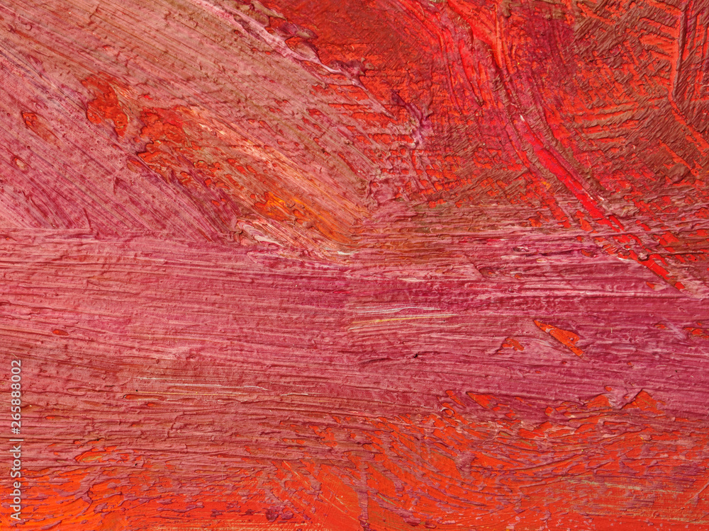 Red background oil paint. Abstract red background, rough brush strokes.