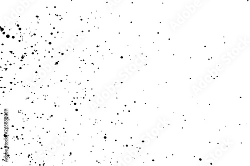 Splatter background. Black calligraphy ink splats. Spray paint drops. grunge ink paint splats, blots and splashes . Grunge distress calligraphy ink stains. Black ink blow explosion. Vector.