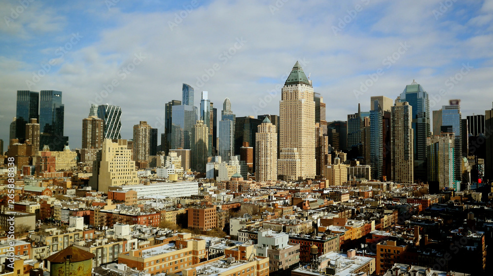 Fototapeta New York Cityscape View of Modern Urban Metropolis Skyscrapers Corporate Enterprise District Background