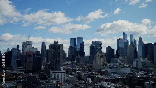 New York Cityscape View of Modern Urban Metropolis Skyscrapers Corporate Enterprise District Background © stockmedia