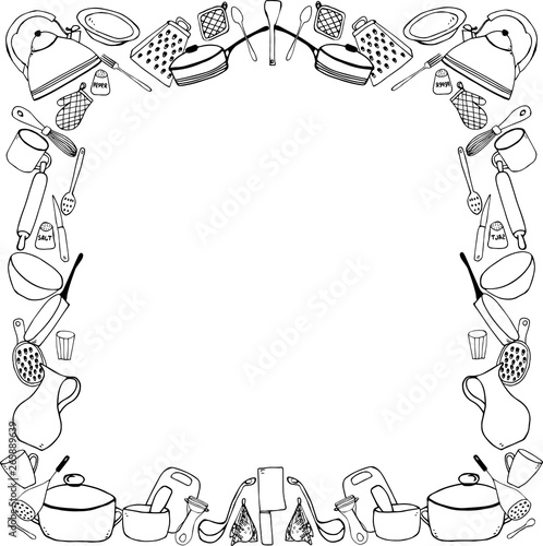 kitchenware cook frame doodle outline