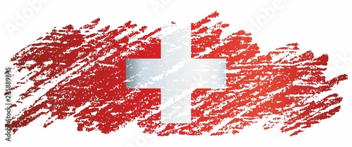 Flag of Switzerland, Swiss Confederation. Template for award design, an official document with the flag of Switzerland. Bright, colorful vector illustration.