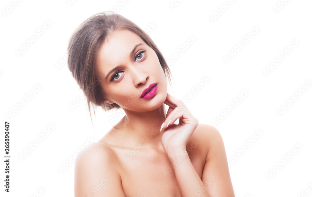 Beautiful brunette girl on white background Beautiful brunette girl on white background