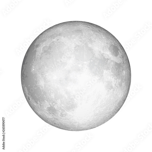 Realistic full moon. Astrology or astronomy planet design. Vector.