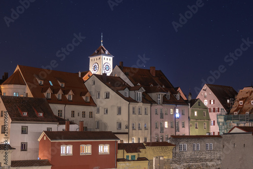 Regensburger Altstadt in der blauen Stunde des Abends photo