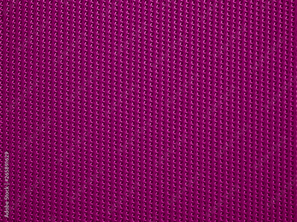 Close-up of purple fabric plastic textile lattice or grid texture. Horizontal and vertical crossover lines. A lattice work of interwoven purple plastic textile textured strips forms pattern background Close-up of purple fabric plastic textile lattice or grid texture. Horizontal and vertical crossover lines. A lattice work of interwoven purple plastic textile textured strips forms pattern background