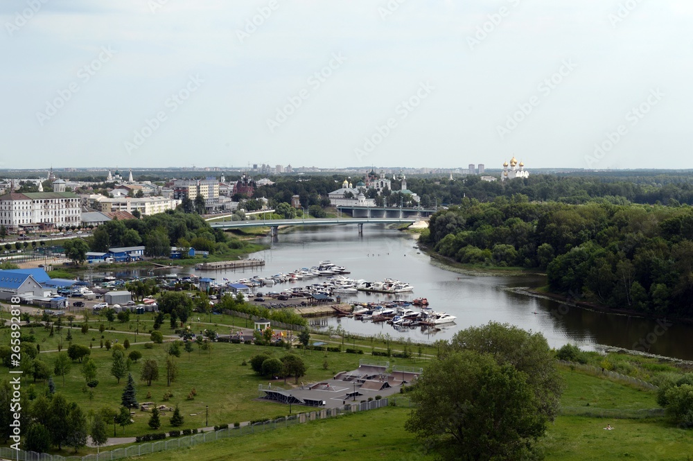Summer view of the city of Yaroslavl from the Ferris wheel