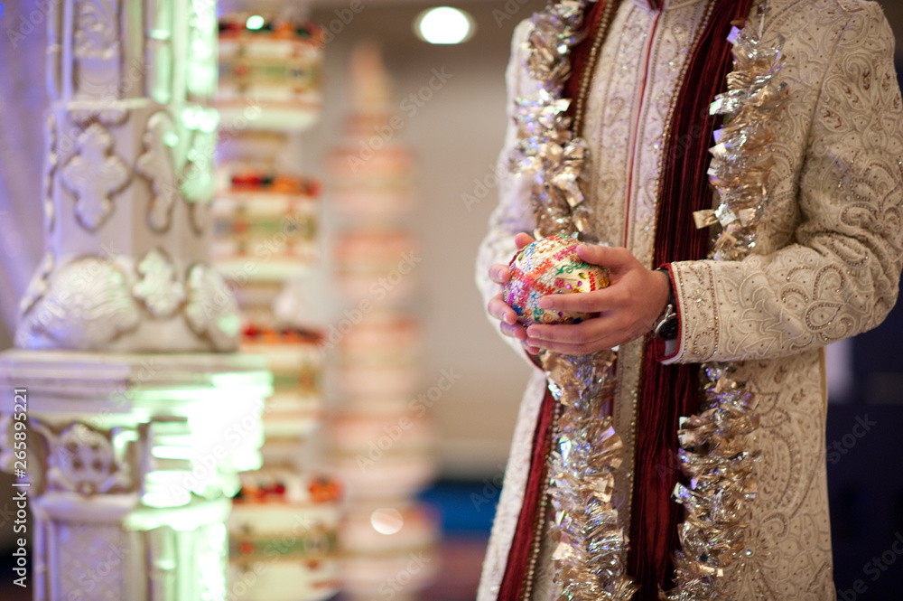 Indian groom entering wedding ceremony