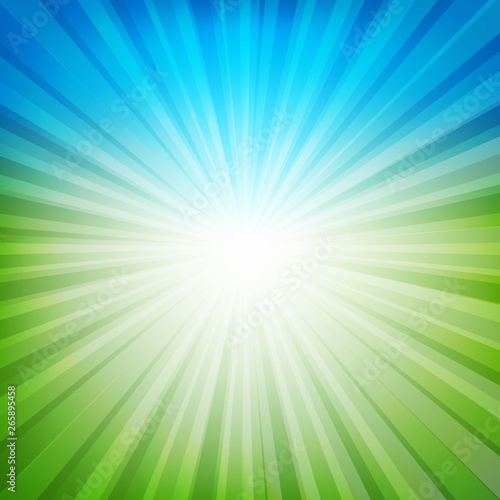 Blue And Green Sunburst Background