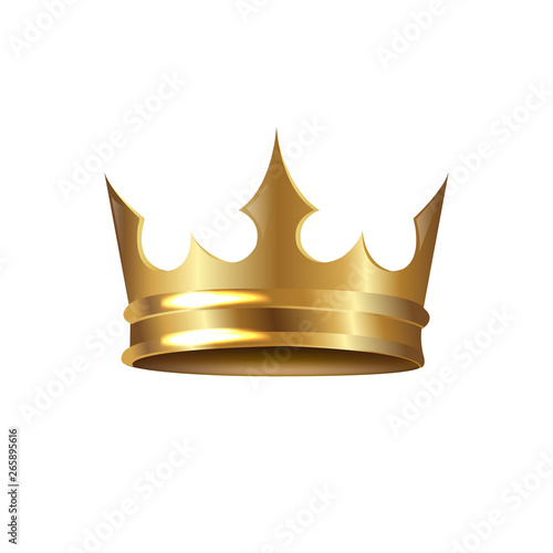Golden Crown Isolated White Background
