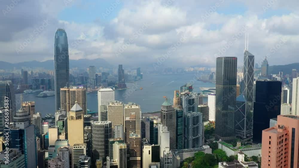 Drone fly over of Hong Kong city Drone fly over of Hong Kong city