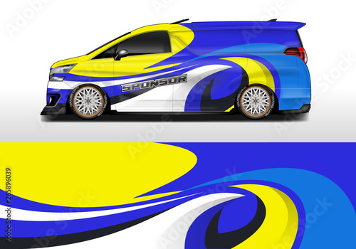 Car wrap company design vector. Graphic background designs for vehicle van livery   Eps 10