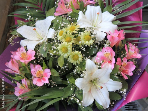 Beautiful bouquet with white lilies