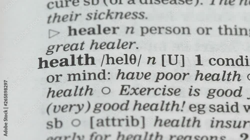 Health, pencil pointing word in dictionary, condition of body and mind, care Health, pencil pointing word in dictionary, condition of body and mind, care