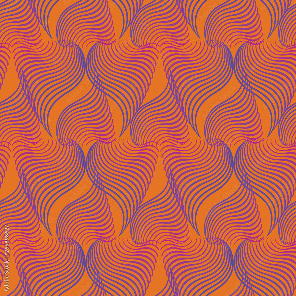 Fototapeta premium Seamless abstract retro geometric pattern. Blended curves and lines in geometric layout.