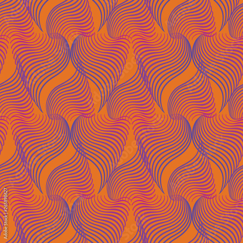 Seamless abstract retro geometric pattern. Blended curves and lines in geometric layout.