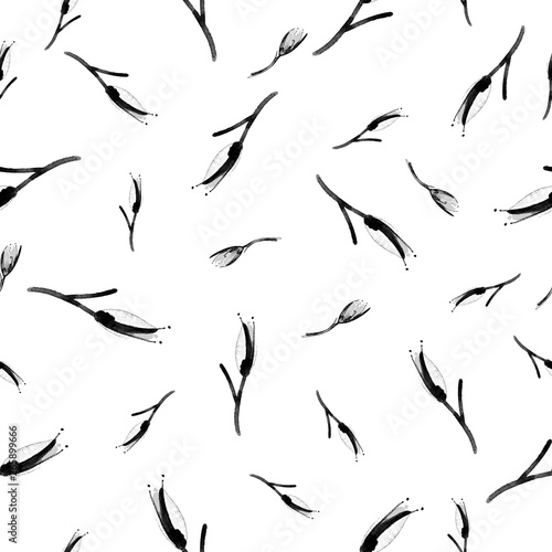 Black and white spring seamless pattern