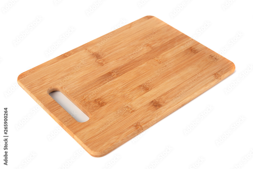 Wooden kitchen board isolated on white background