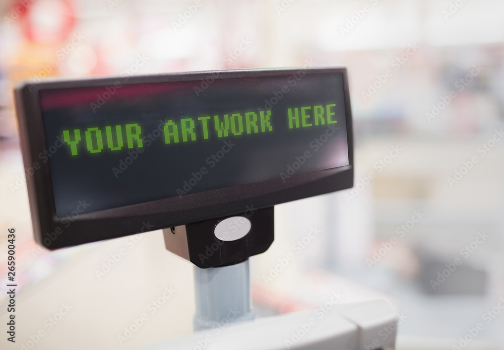 Cash Register Screen with Blur Effect Mockup Stock Template Adobe Stock